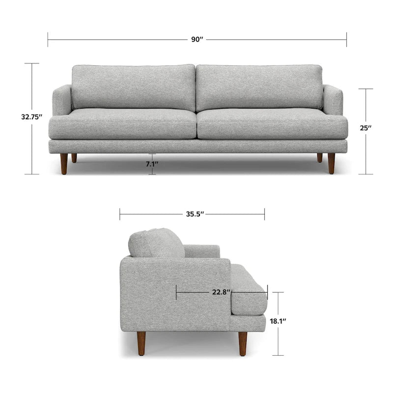 90 inch Wide Mid-Century Modern Sofa