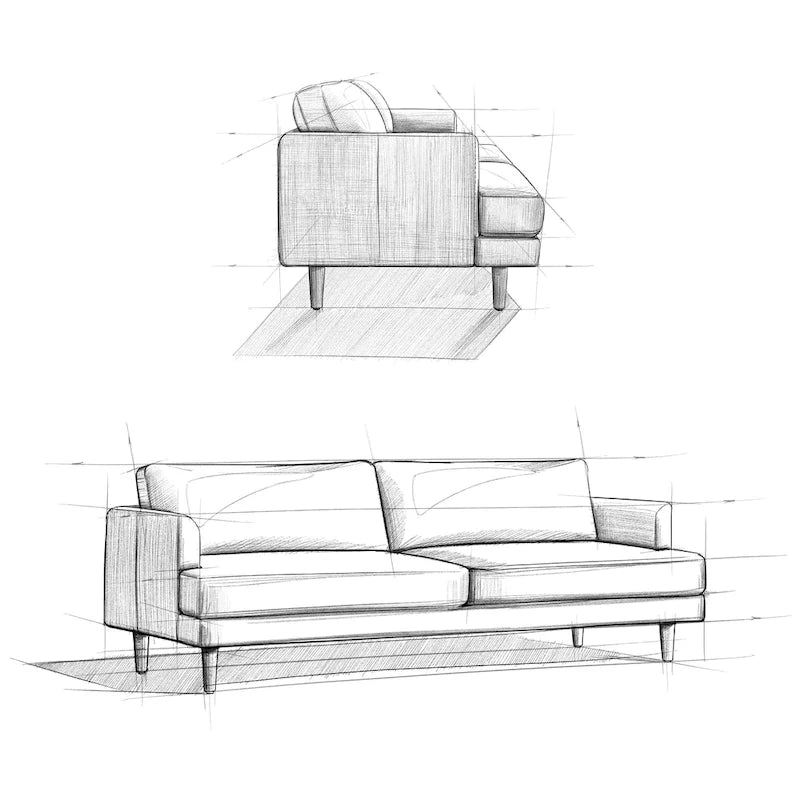 90 inch Wide Mid-Century Modern Sofa