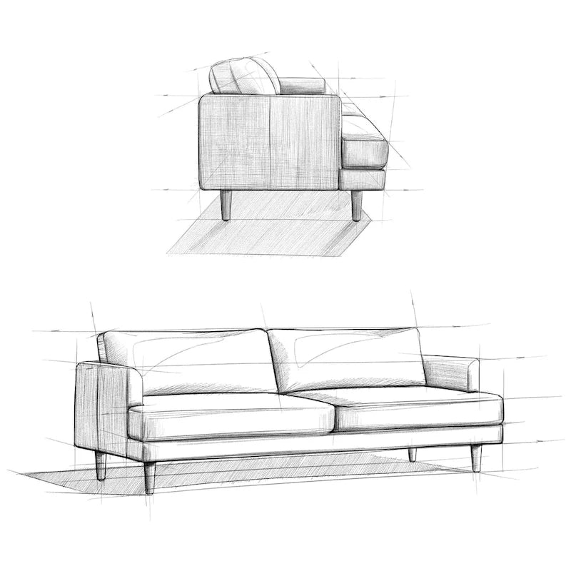 90 inch Wide Mid-Century Modern Sofa