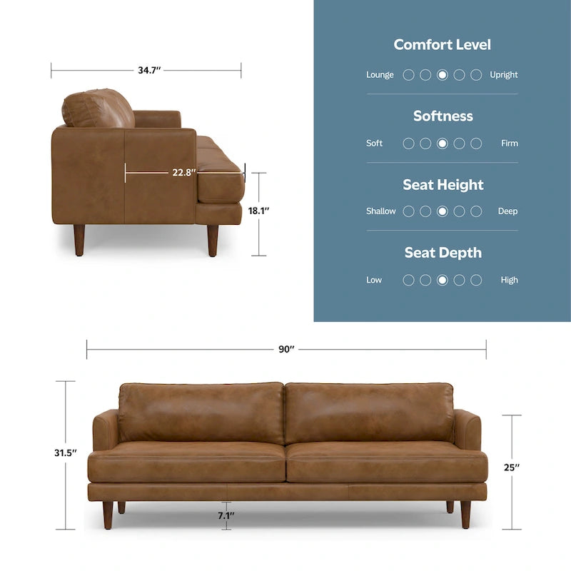 90 inch Wide Mid-Century Modern Sofa