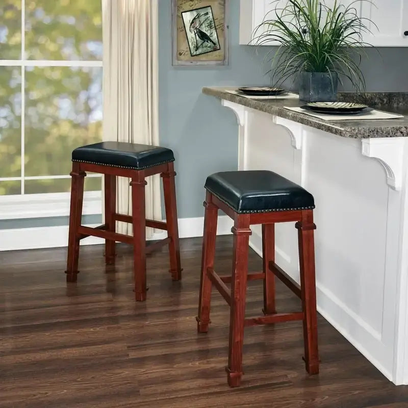 Black Faux Leather Backless 31.01-inch Bar Stool