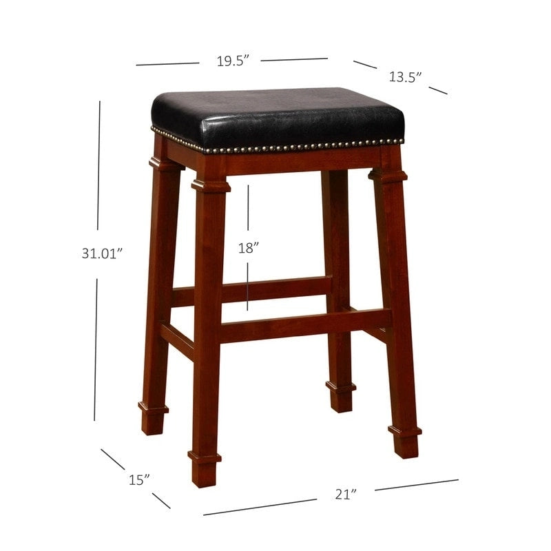 Black Faux Leather Backless 31.01-inch Bar Stool