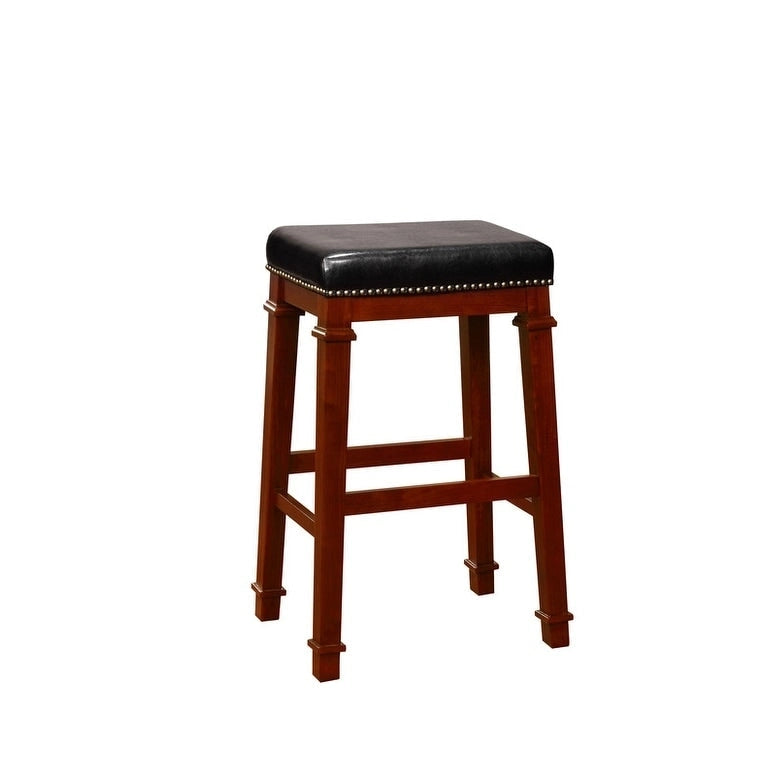 Black Faux Leather Backless 31.01-inch Bar Stool