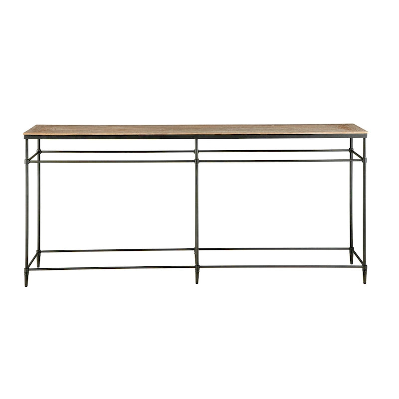 74 Inch Mango Solid Wood and Metal Sofa Console Table - 74 x 14 x 35.5 inches