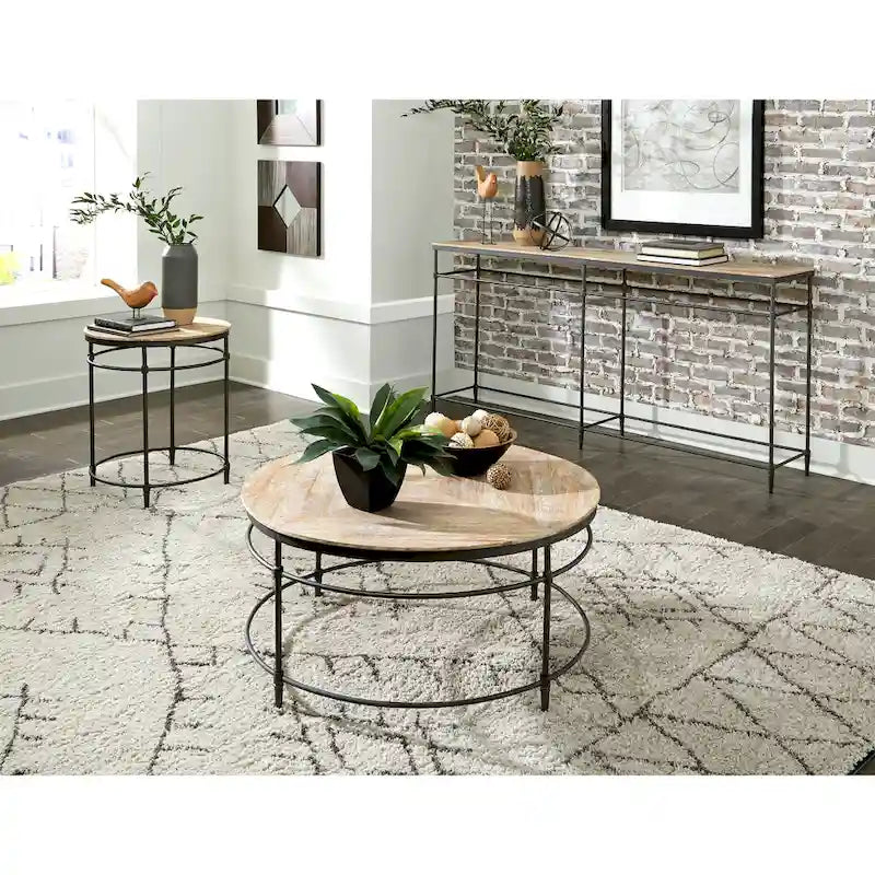 74 Inch Mango Solid Wood and Metal Sofa Console Table - 74 x 14 x 35.5 inches