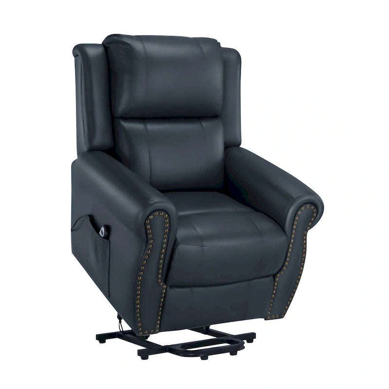 Power Lift Recliner Chair in Blue Air Leather