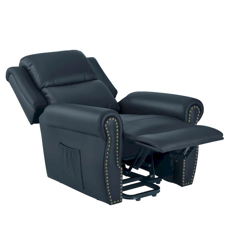 Power Lift Recliner Chair in Blue Air Leather