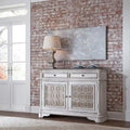 Antique White Mirrored Buffet with Poplar Solids and Oak Veneers