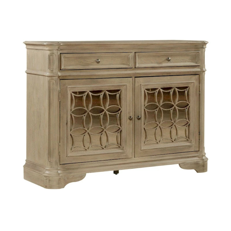 Antique White Mirrored Buffet with Poplar Solids and Oak Veneers