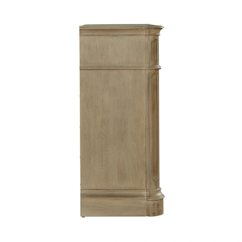 Antique White Mirrored Buffet with Poplar Solids and Oak Veneers