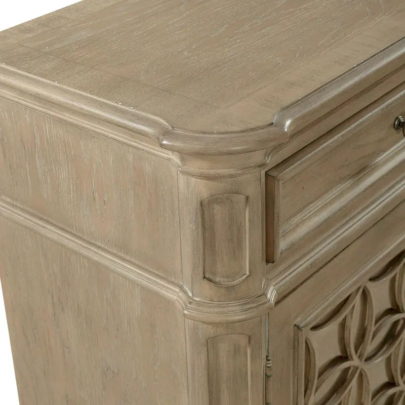 Antique White Mirrored Buffet with Poplar Solids and Oak Veneers