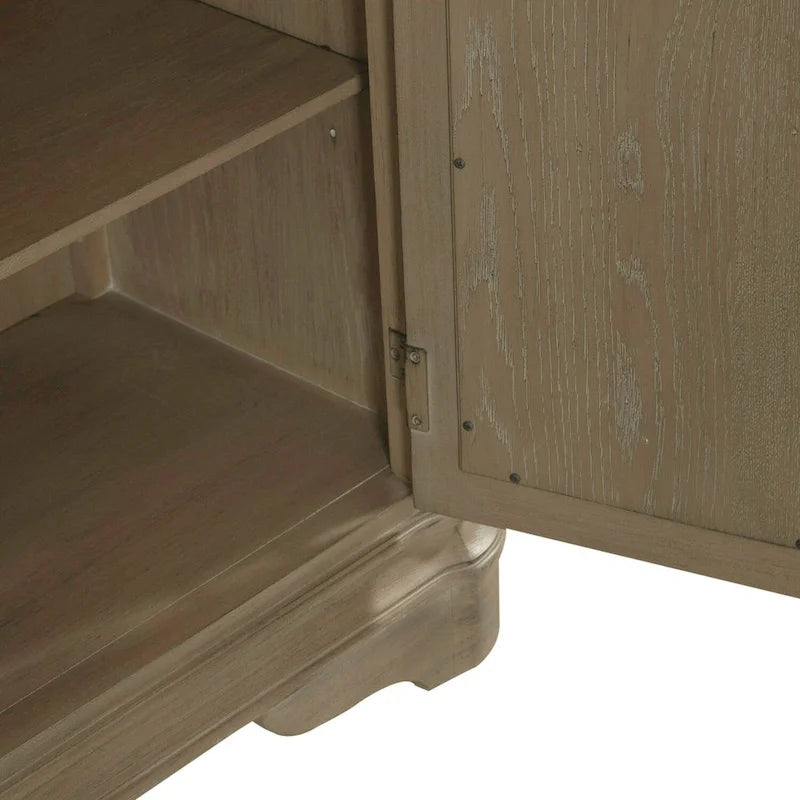 Antique White Mirrored Buffet with Poplar Solids and Oak Veneers