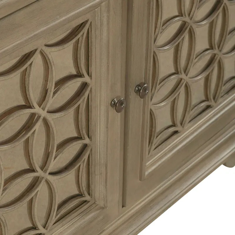 Antique White Mirrored Buffet with Poplar Solids and Oak Veneers