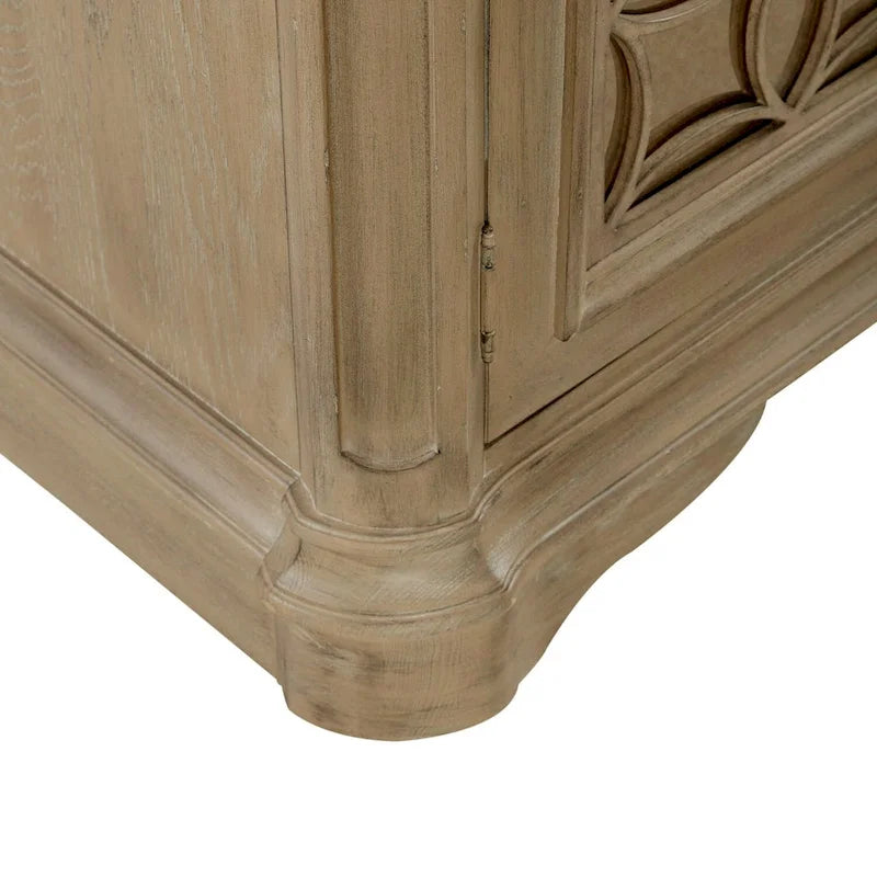 Antique White Mirrored Buffet with Poplar Solids and Oak Veneers