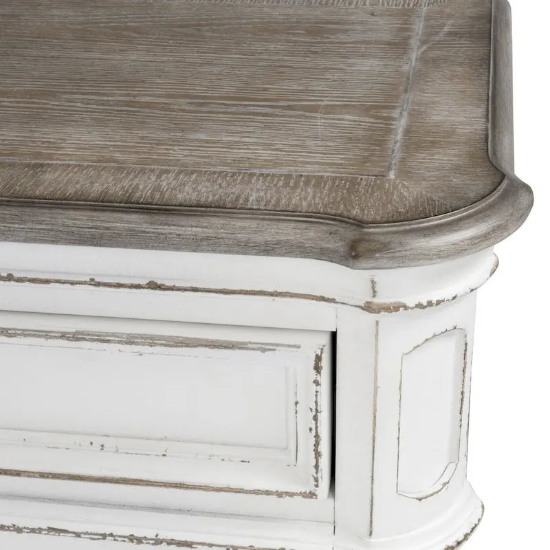 Antique White Mirrored Buffet with Poplar Solids and Oak Veneers