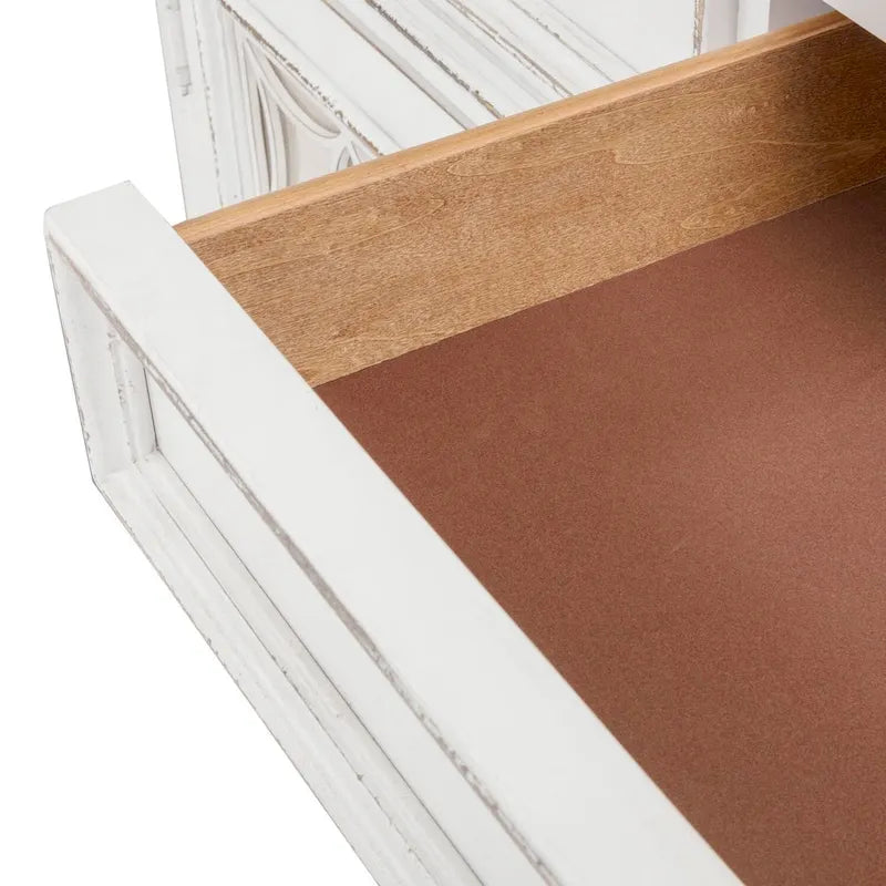 Antique White Mirrored Buffet with Poplar Solids and Oak Veneers