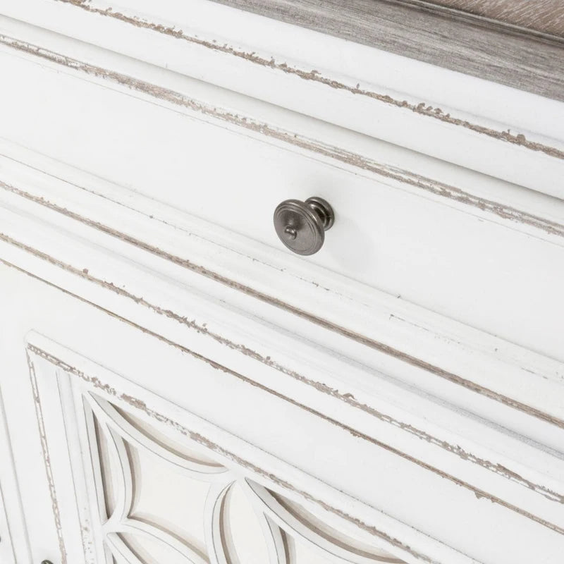Antique White Mirrored Buffet with Poplar Solids and Oak Veneers