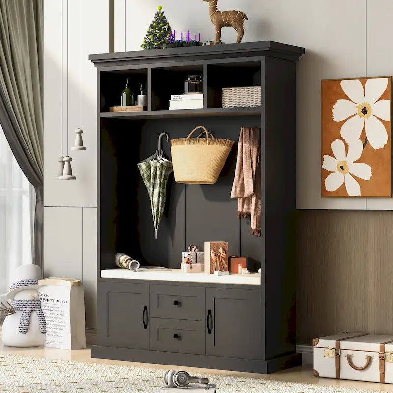 47.2Inch Hall Tree with 3 Hooks for Entrance