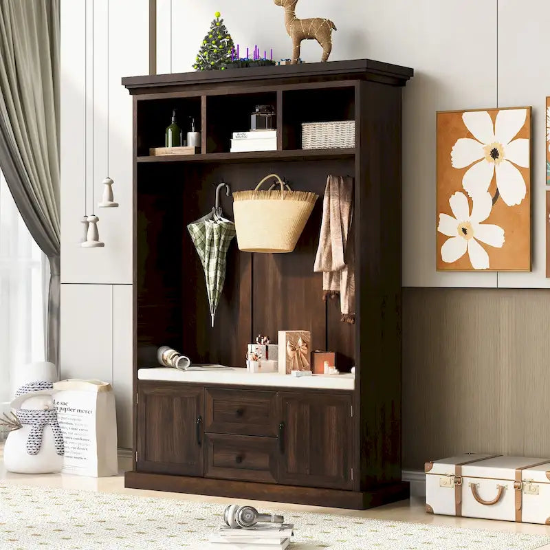 47.2Inch Hall Tree with 3 Hooks for Entrance