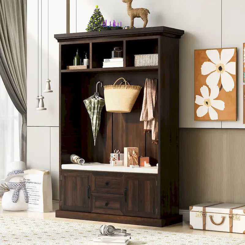 47.2Inch Hall Tree with 3 Hooks for Entrance