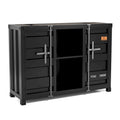 Industrial 46-inch Steel 6-Shelf Console Table with Side Cabinets