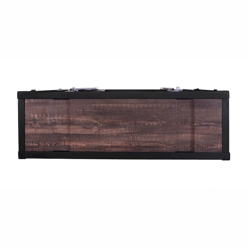 Industrial 46-inch Steel 6-Shelf Console Table with Side Cabinets