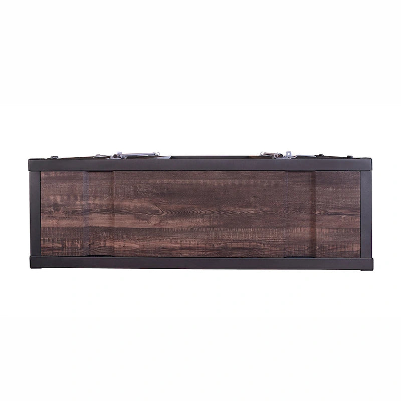 Industrial 46-inch Steel 6-Shelf Console Table with Side Cabinets