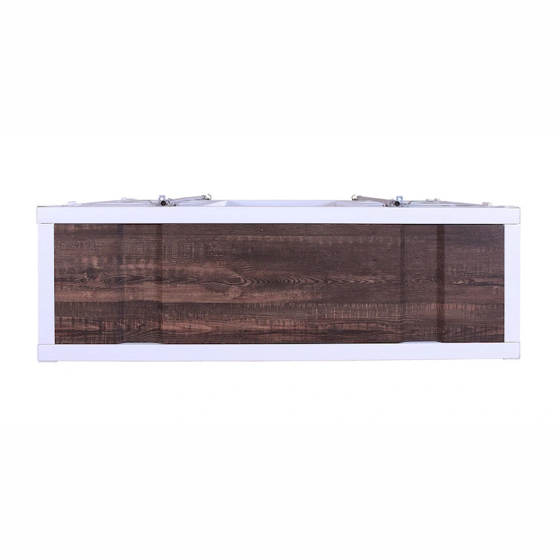 Industrial 46-inch Steel 6-Shelf Console Table with Side Cabinets