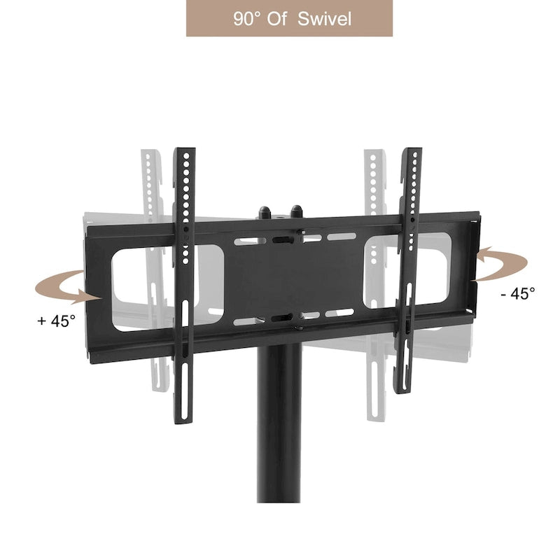 Adjustable Tempered Glass Metal Frame With Lockable Wheels Mobile TV Stand