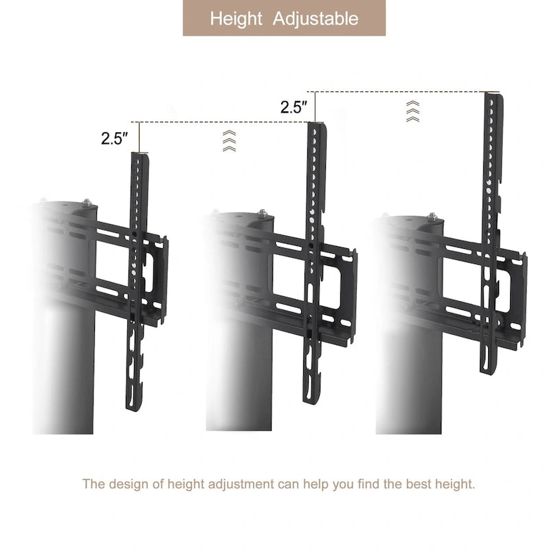 Adjustable Tempered Glass Metal Frame With Lockable Wheels Mobile TV Stand