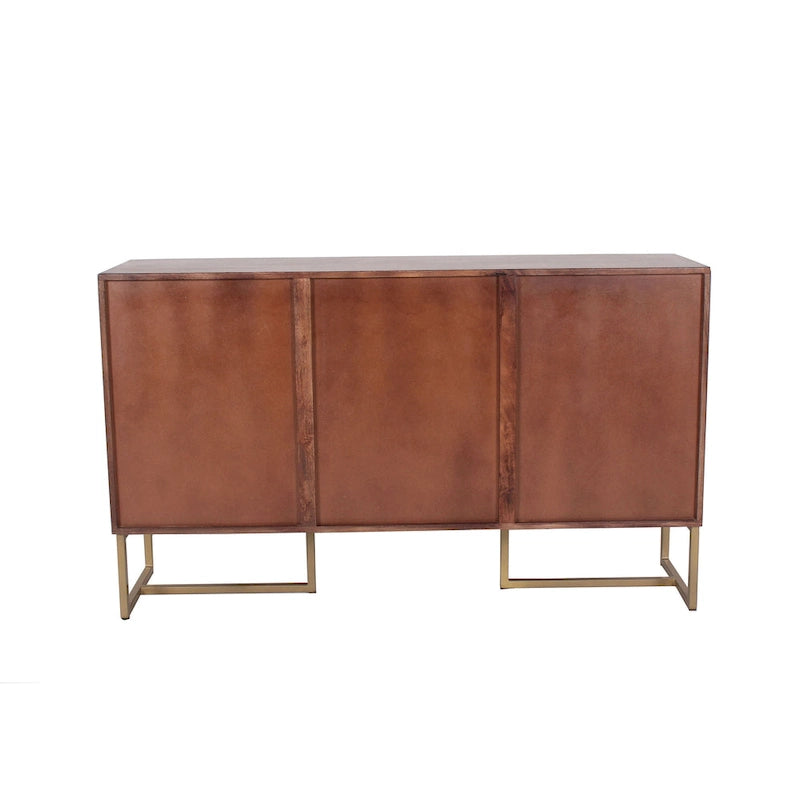2-Door 3-Drawer Herringbone Mango Wood Cabinet