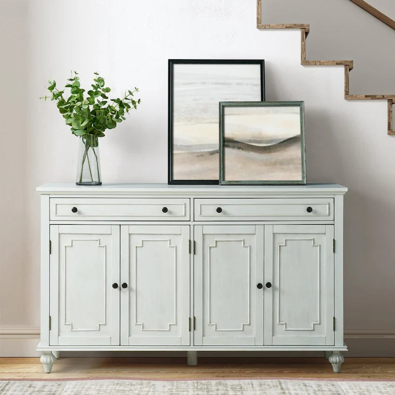 58" Traditional Wide 2 Drawer Sideboard with Adjustable Shelves