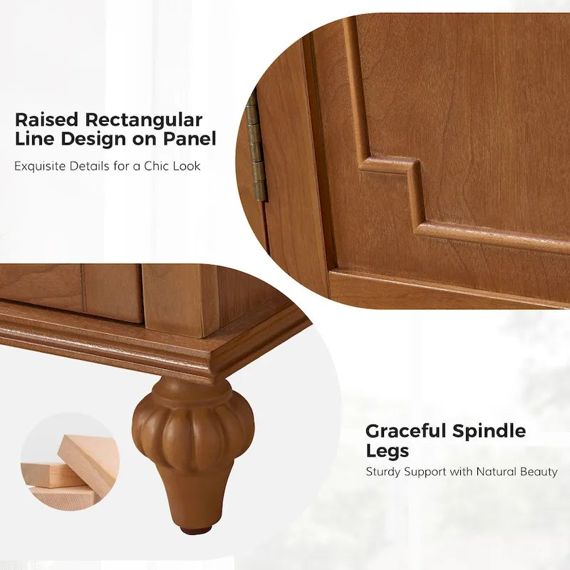 58" Traditional Wide 2 Drawer Sideboard with Adjustable Shelves