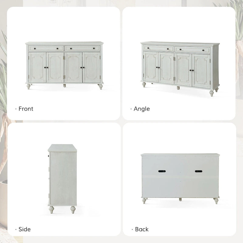 58" Traditional Wide 2 Drawer Sideboard with Adjustable Shelves