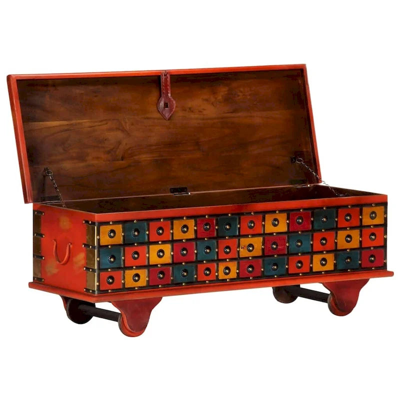 Storage Box Red 43.3x15.7x15.7 Solid Acacia Wood