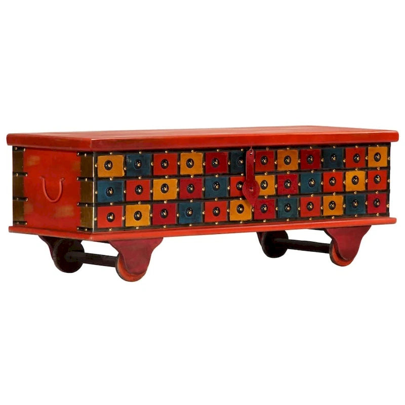 Storage Box Red 43.3x15.7x15.7 Solid Acacia Wood
