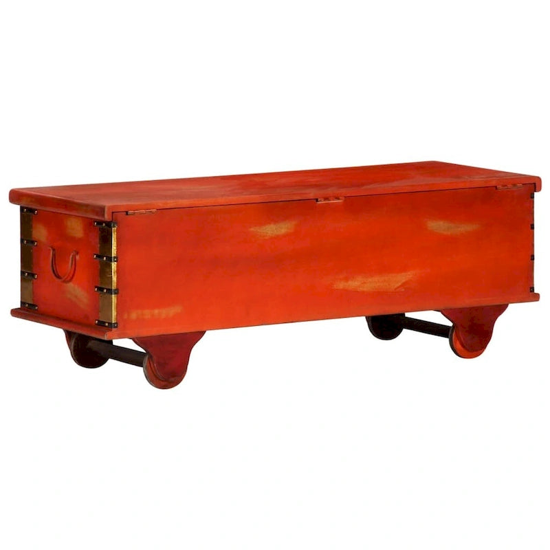 Storage Box Red 43.3x15.7x15.7 Solid Acacia Wood