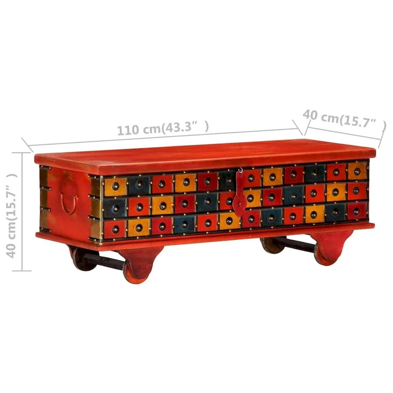 Storage Box Red 43.3x15.7x15.7 Solid Acacia Wood