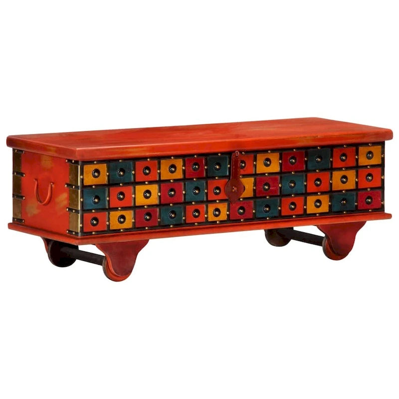 Storage Box Red 43.3x15.7x15.7 Solid Acacia Wood
