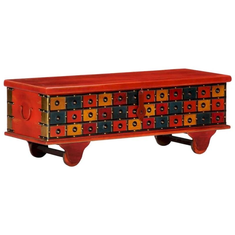 Storage Box Red 43.3x15.7x15.7 Solid Acacia Wood