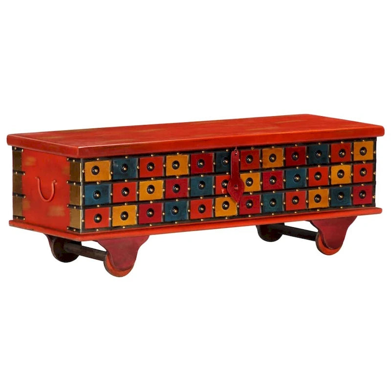 Storage Box Red 43.3x15.7x15.7 Solid Acacia Wood