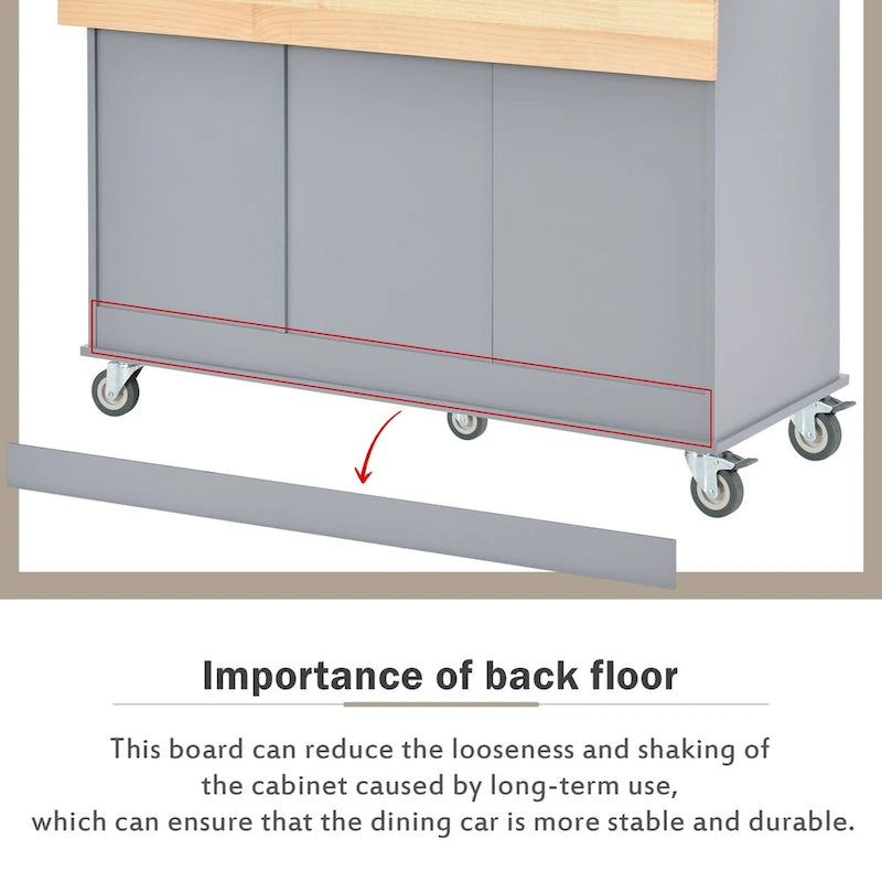 Rolling Mobile Kitchen Island with Drop Leaf - Solid Wood Top, Locking Wheels & Storage Cabinet 52.7 Inch Width