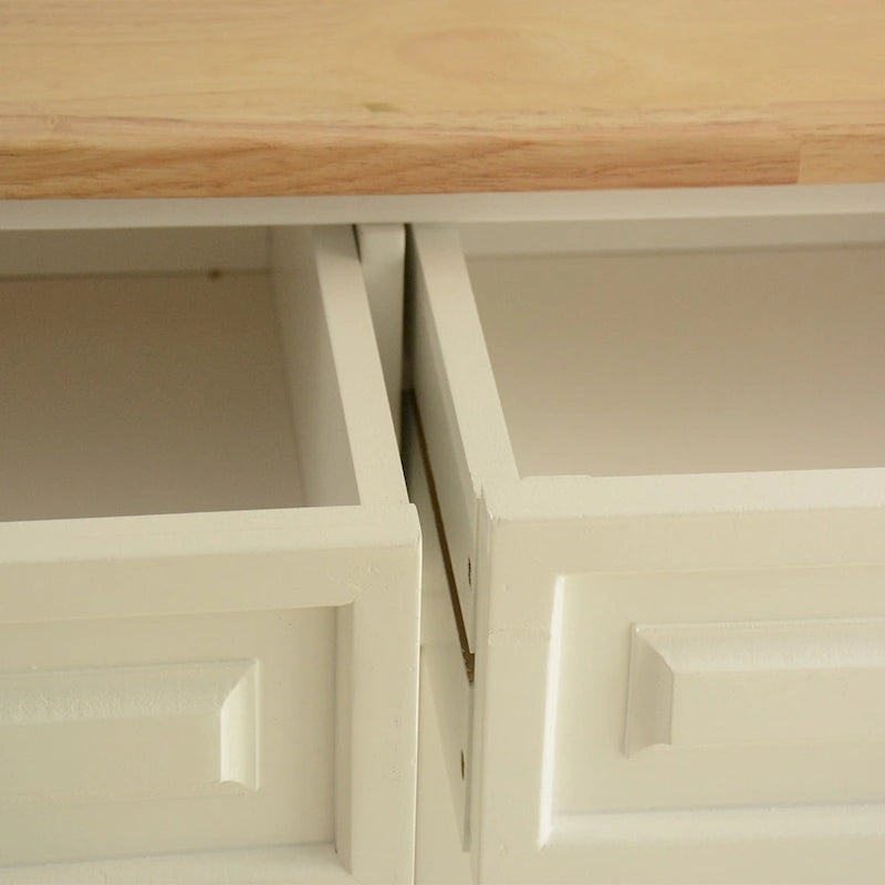 Kitchen Island & Kitchen Cart, Rubber Wood Top, Big & Adjustable Shelf Inside Cabinet for Different Utensils.