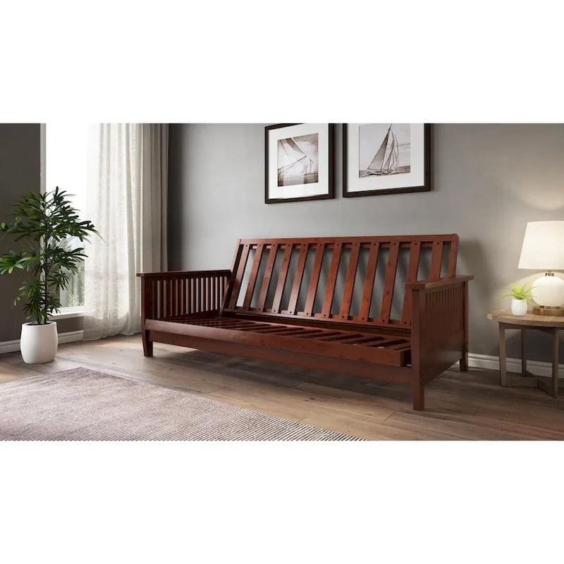 Full Futon Frame with Wall Hugger Technology, Mid-Century Modern
