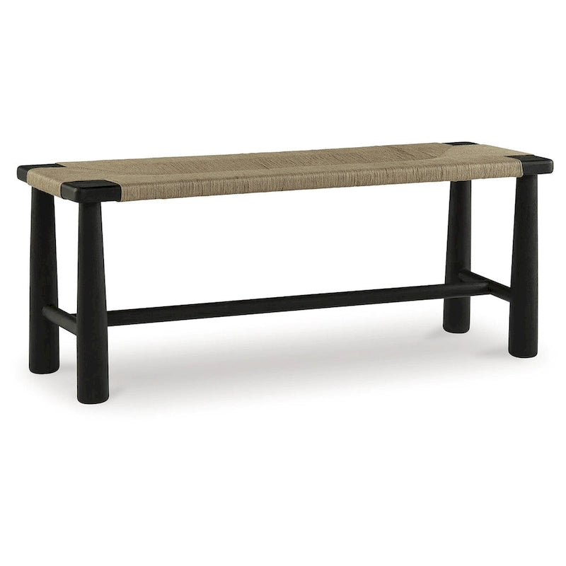 Black/Natural Handwoven Jute Accent Bench - 48.13 W x 16.13 D x 18 H
