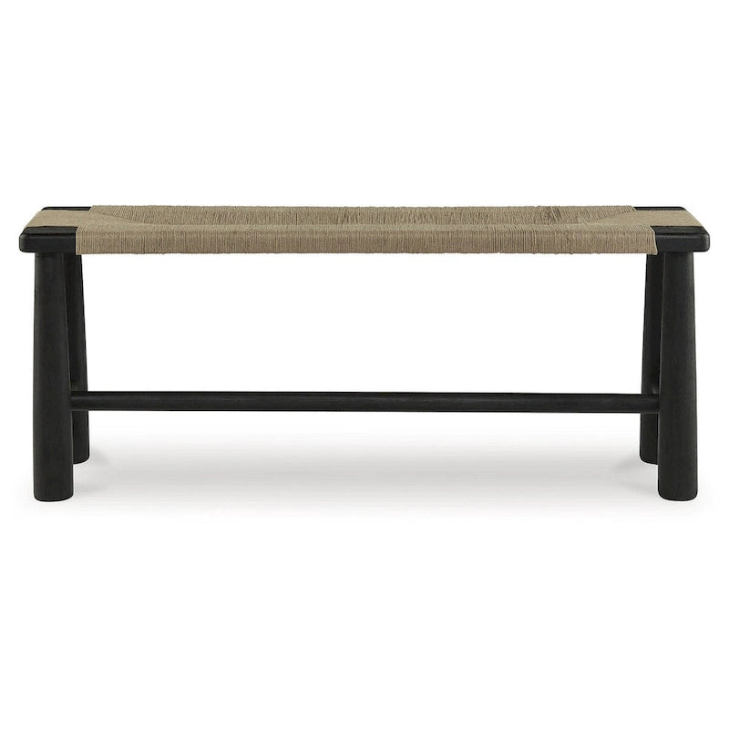 Black/Natural Handwoven Jute Accent Bench - 48.13 W x 16.13 D x 18 H