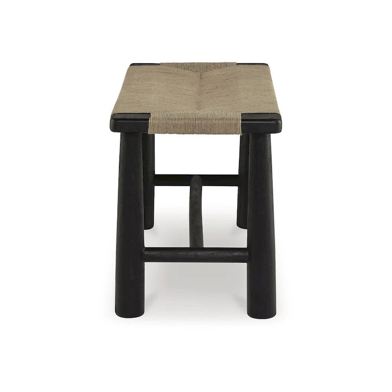 Black/Natural Handwoven Jute Accent Bench - 48.13 W x 16.13 D x 18 H