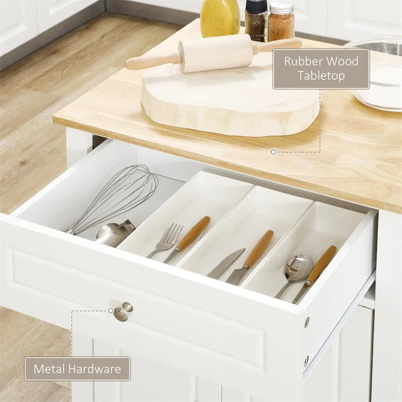 Rolling Kitchen Island Cart,Portable Serving Trolley Table with Drawer