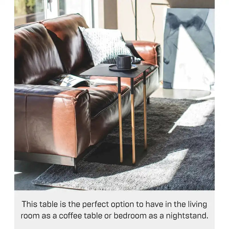 C-Shape Steel Side Table, Holds 11 lbs - L 13.78 x W 13.78 x H 21.65 inches