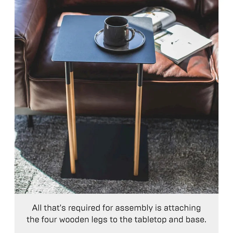 C-Shape Steel Side Table, Holds 11 lbs - L 13.78 x W 13.78 x H 21.65 inches